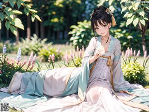 A woman in a kimono standing in front of a window.